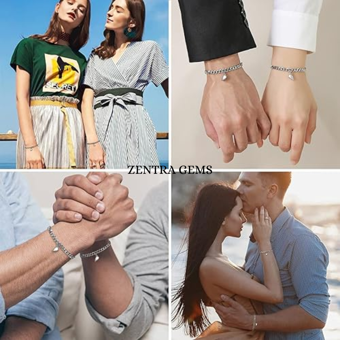 Par de Pulseras Magnéticas Plateadas para Parejas