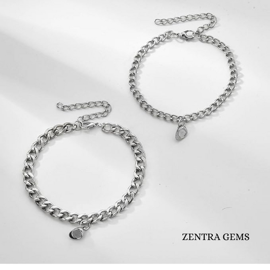 Par de Pulseras Magnéticas Plateadas para Parejas